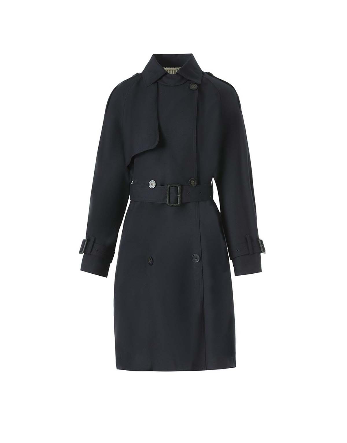 Women's classic large lapel double-breasted belted trench coat-wt666-1